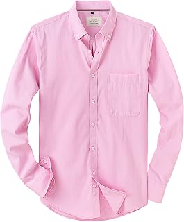 J.VER Men's Long Sleeve Oxford Shirts Smart Casual Business Formal Plain Non Iron Button Down Shirt with Pocket