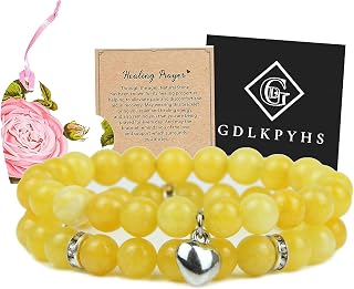 2Pcs Healing Crystal Bracelets for Women Handmade Beaded Bracelet Healing Prayers Crystal 8mm Natural Stone Beads Bracelet Stress Relief Get Well Soon Gifts
