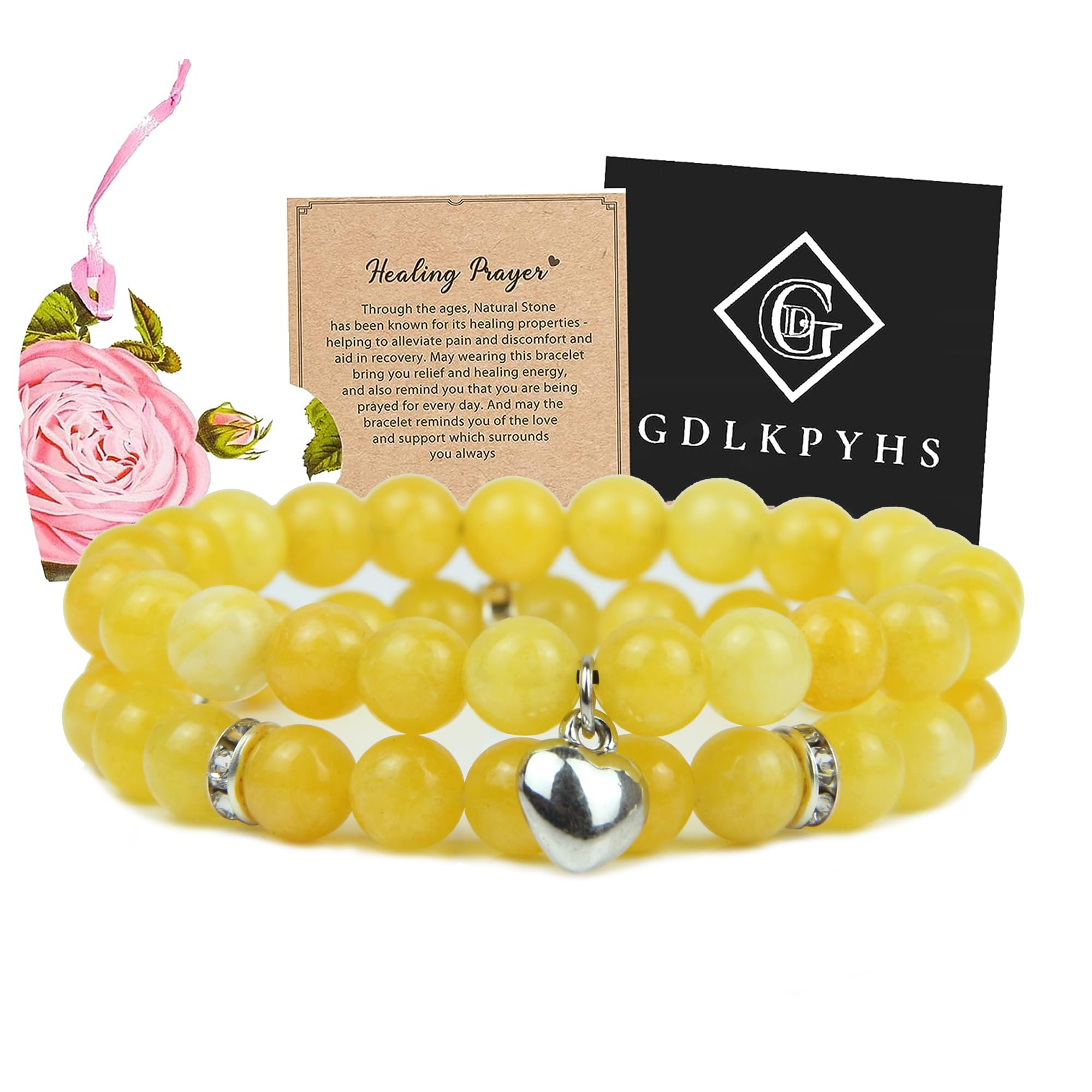 2Pcs Healing Crystal Bracelets for Women Handmade Beaded Bracelet Healing Prayer