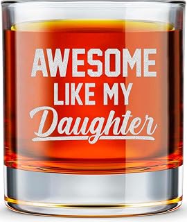 Gifts for Dad from Daughter - Father's Day Gifts from Wife - Funny Gifts for Dads, Dad Gifts, Best Dad Birthday Gift, 10oz Whiskey Rock Glass (Awesome Like My Daughter), MEDIUM
