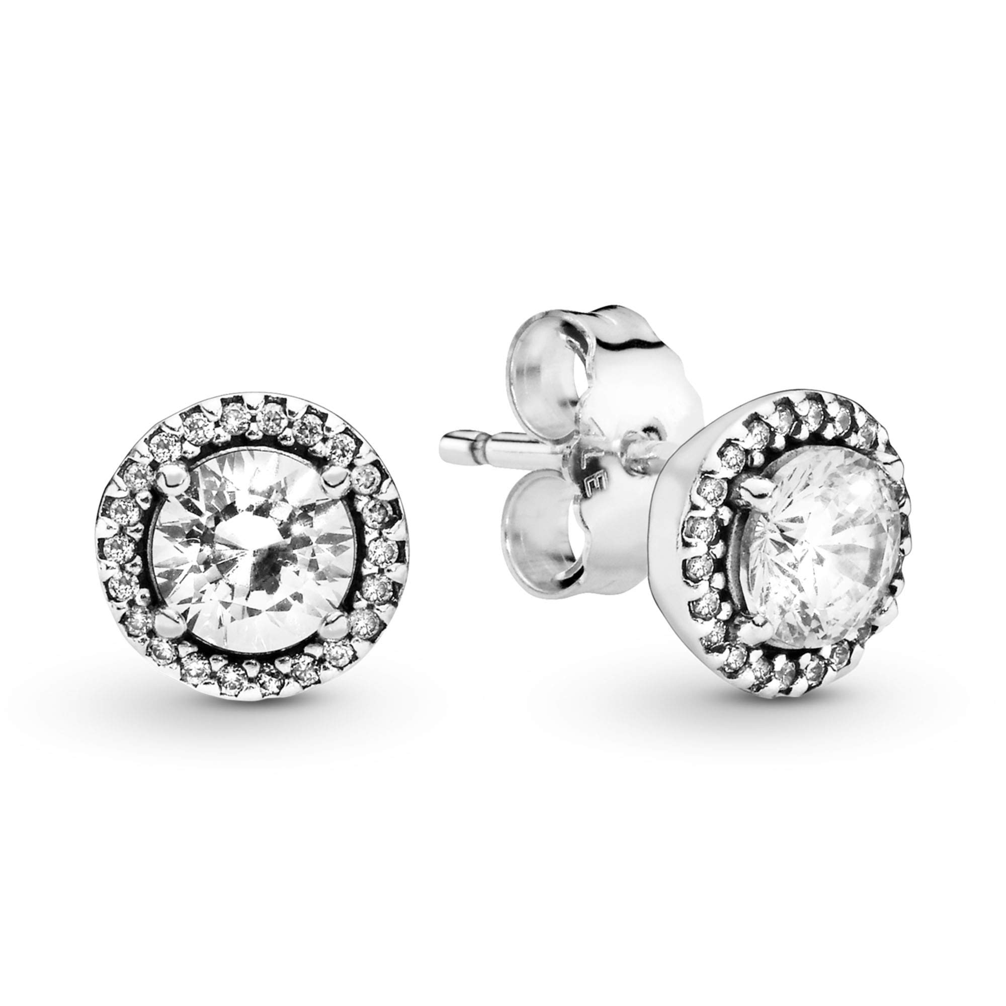Pandora Authentic Classic Elegance Stud Earring - Sterling Silver with Clear Cub