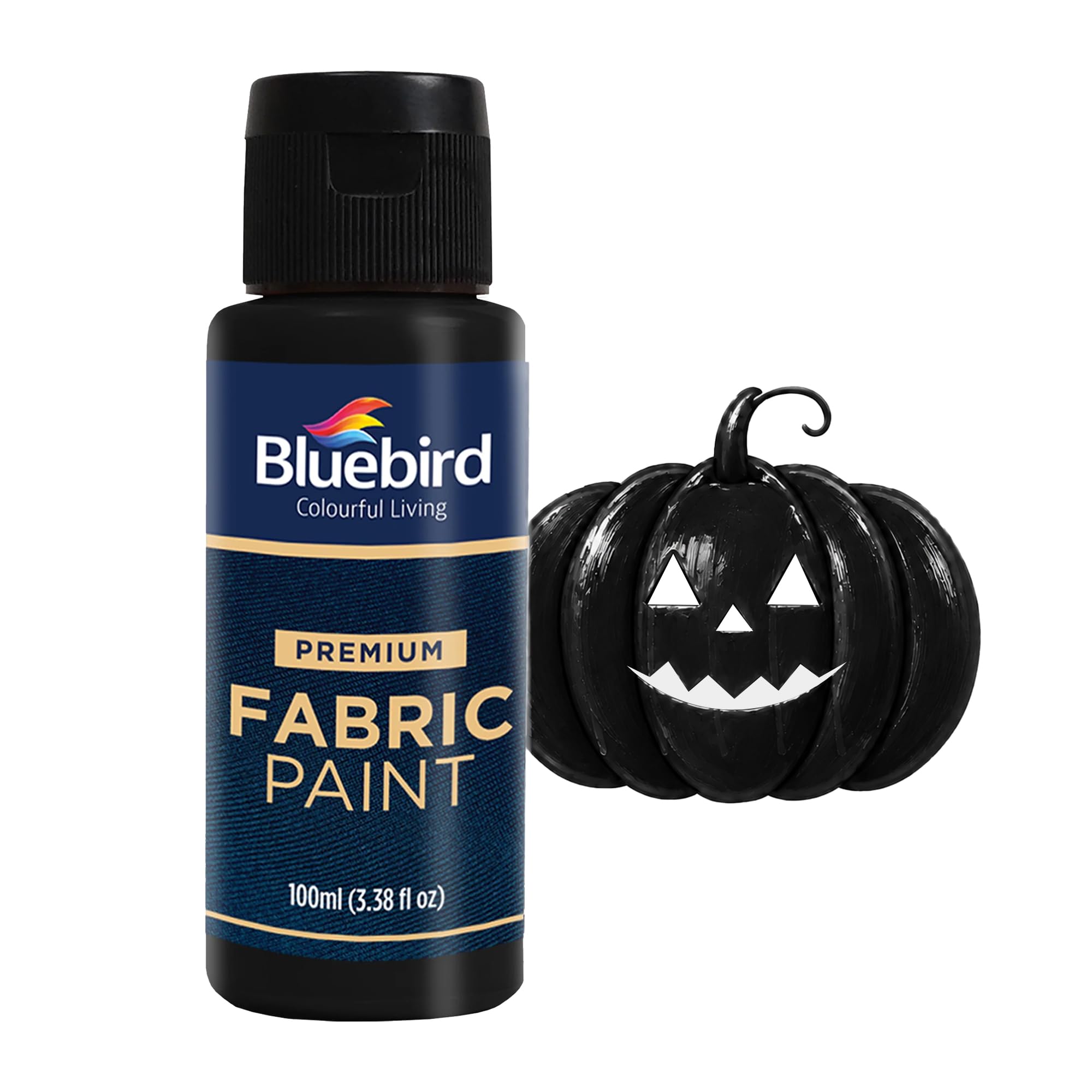 BLUEBIRD Fabric Paint for Clothes & Halloween Costumes, Black, 3.4 Fl Oz | Perma