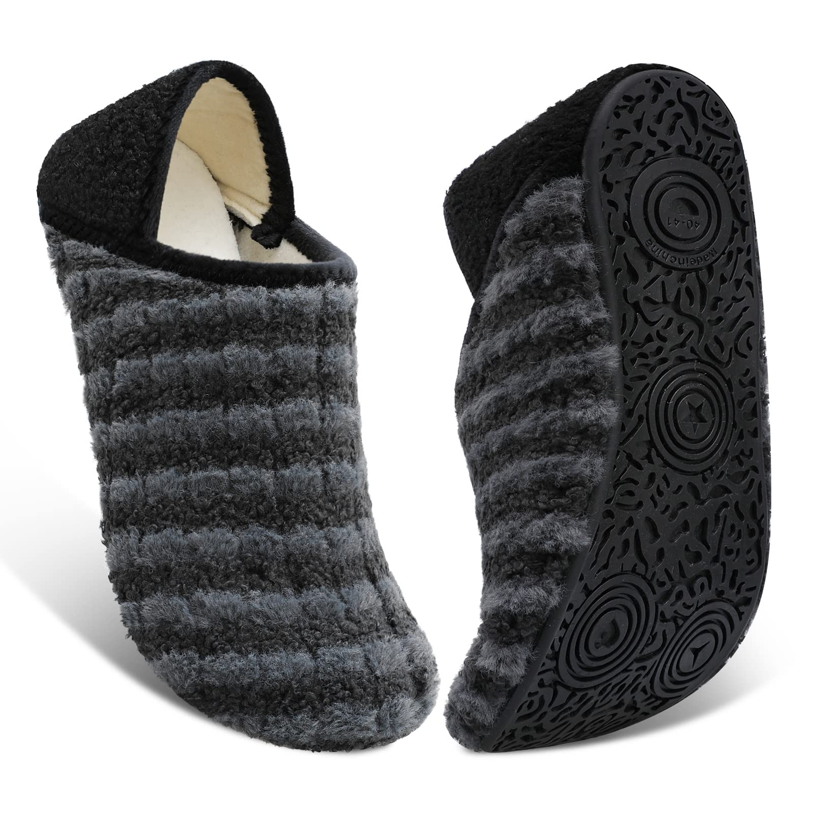 Fires Womens Mens Slippers with Rubber Sole Soft-Lightweight House Slipper Socks