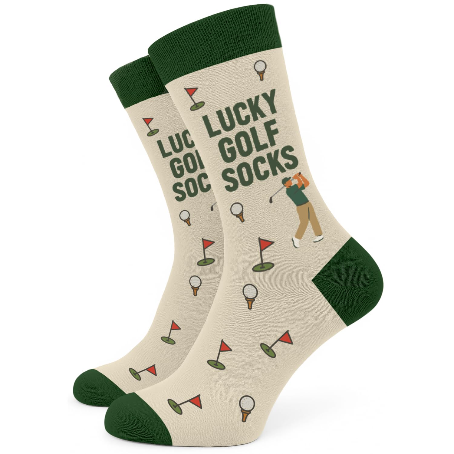Lucky Golf Socks Cotton Size 7-13 Golfer Funny Golf Gifts for Men Golfers