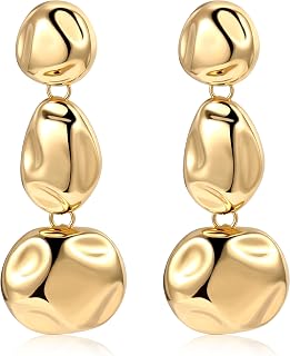 Chunky Earrings for Women Gold and Silver Two Tone Statement Unique Trendy Earrings Stainless Steel Waterproof Non Tarnish Jewelry