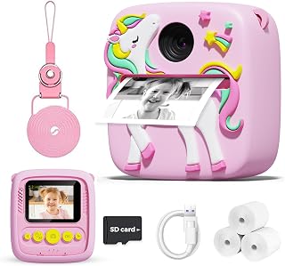 Kids Camera Instant Print, 1080P Toddler Camera, Girls Gifts Toys Age 3+ | Kids Digital Camera, Christmas Birthday Gifts Toys for 3 4 5 6 7 8 9 Year Old Girls (Pink)
