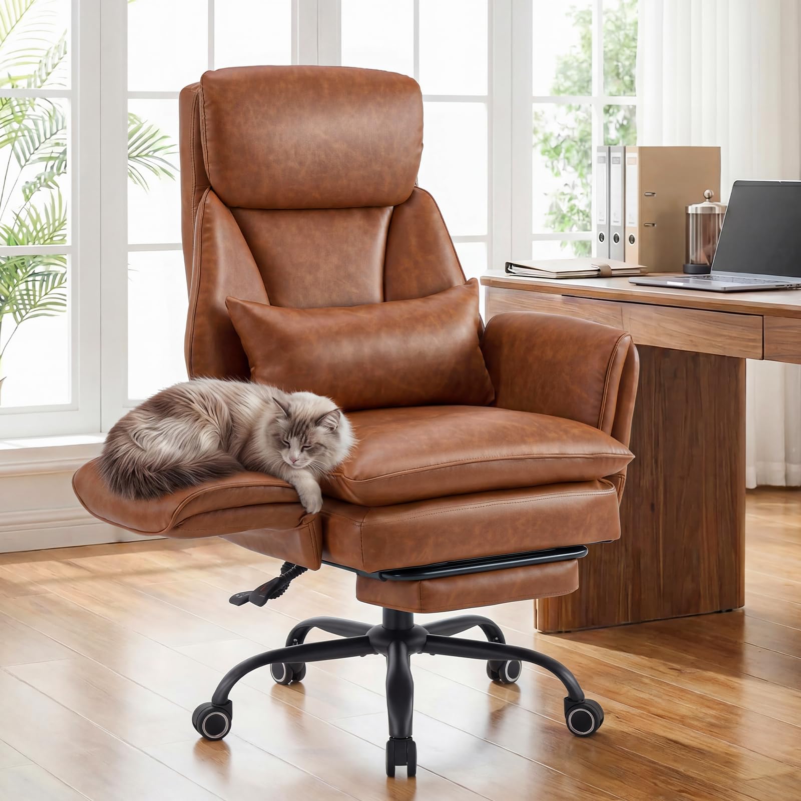 Office Chair with 5 Levels Adjustable Armrests, Ergonomic Office Chair with Foot