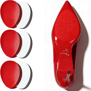 Shoe Grips for Heels, Thick Rubber Non Slip Shoe Pads, Anti Slip Sole Protector for Women Shoes, Red, 3.5 x 2.6 Inch