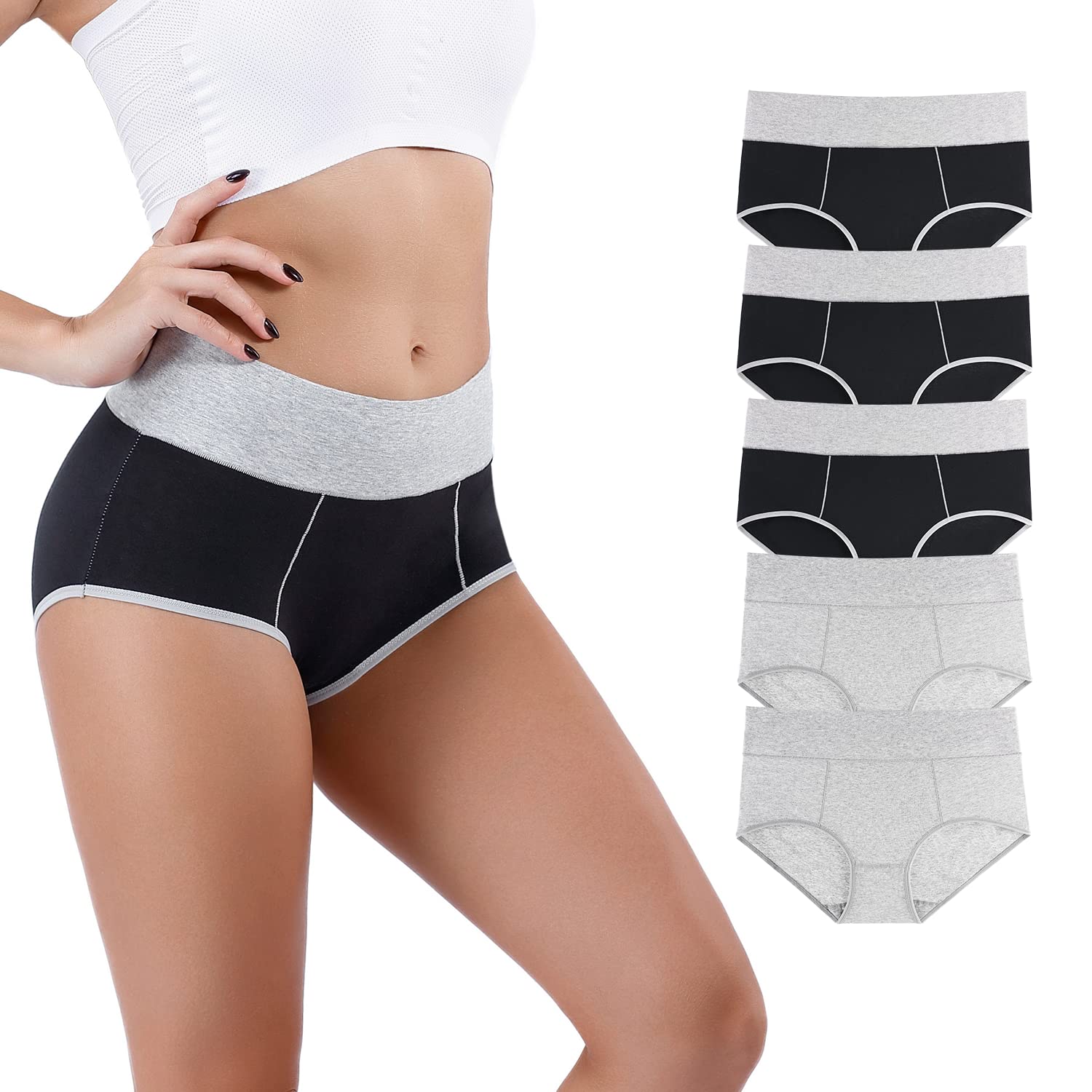 Honzadar, Women High Waist Underwear, Tummy Control Briefs, Postpartum Panties, 