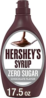 Hershey's Sugar Free Chocolate Syrup, 17.5 oz (Pack of 3) | Zero sugar chocolate flavored syrup in a squeezable bottle for milk, ice cream, desserts and toppings.