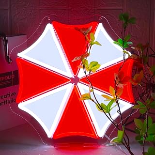 Pugna Red White Umbrella Neon Signs for Wall Decor Neon Lights for Bedroom Led Signs Suitable for Dormitory Man Cave Christmas Gift