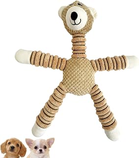 FOily TOily Dog Toy, Chew Toy, Heavy Duty, For Dogs, Plush Toy, Squeaking, Teeth, Pulling, Small and Medium Dogs, Present, Gift (Bear)