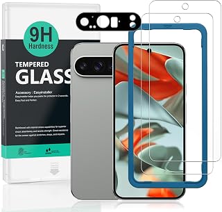 Ibywind 2 Pieces Tempered Glass for Google Pixel 9 Pro XL 5G 6.73 Inches with 1 Piece Camera Film, Anti-Scratch, Bubble Free, Protective Films with 9H Hardness