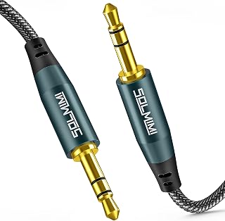 1.2cm Male to Male Stereo Audio Cable (1.2m) Nylon Braided TRS Stereo Hi-Fi Sound AUX Cable for Car, Headphone, Speaker, Smartphone, Home Stereo, Green