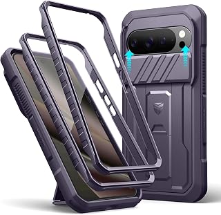 Dexnor for Google Pixel 10 Pro XL Cover with Integrated Slide Camera Cover & Screen Protector & Kickstand, Shock Resistant Protective Cover Case - Phantom Purple