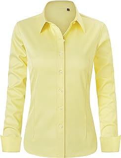 J.VER Women Button Down Shirt Cotton Long Sleeve Stretch Collar Work Shirt