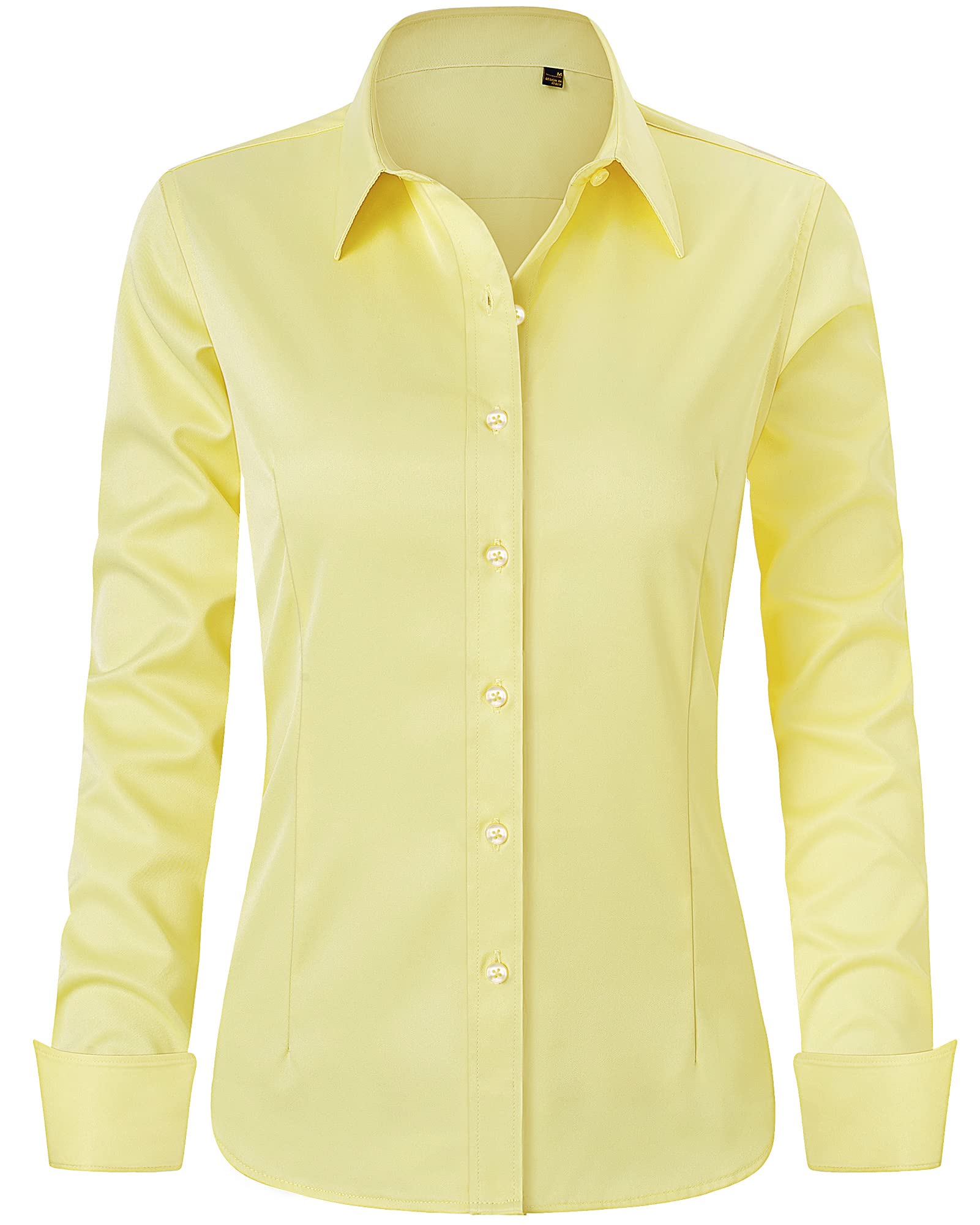 J.VER Women Button Down Shirt Cotton Long Sleeve Stretch Collar Work Shirt