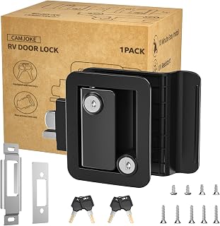RV Door Lock, Camper Door Lock with Deadbolt,1 Lock 4 Key | Fits right-hinged B-Class RV doors with 2.75"×3.75" cutouts and 1.25"-1.5" thickness. Not for Class A/C or glass doors
