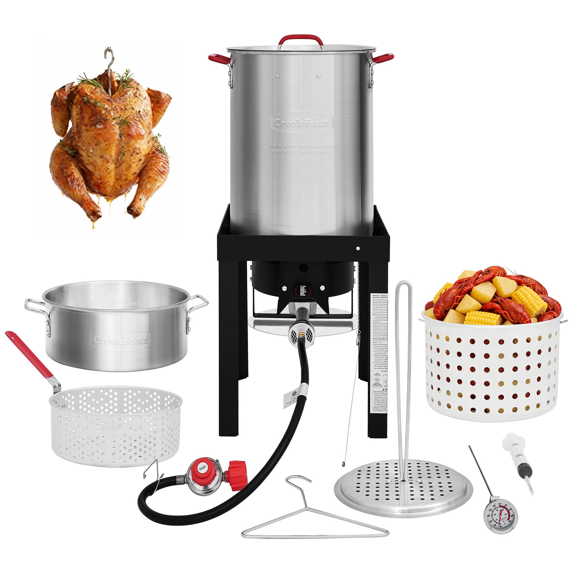 Creole Feast TFS3010 30 Qt Propane Turkey Fryer & 10 Qt Fish Fryer Set | 50,000 