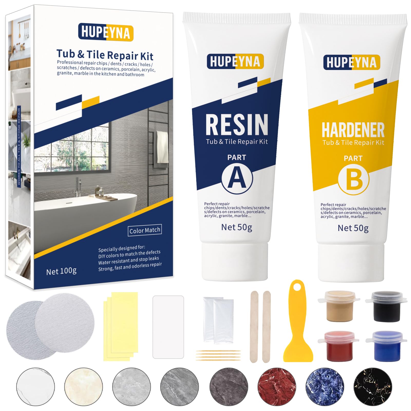 Hupeyna Shower Tray Repair Kit, Tub, Shower and Tile Repair Kit | Bathtub Repair