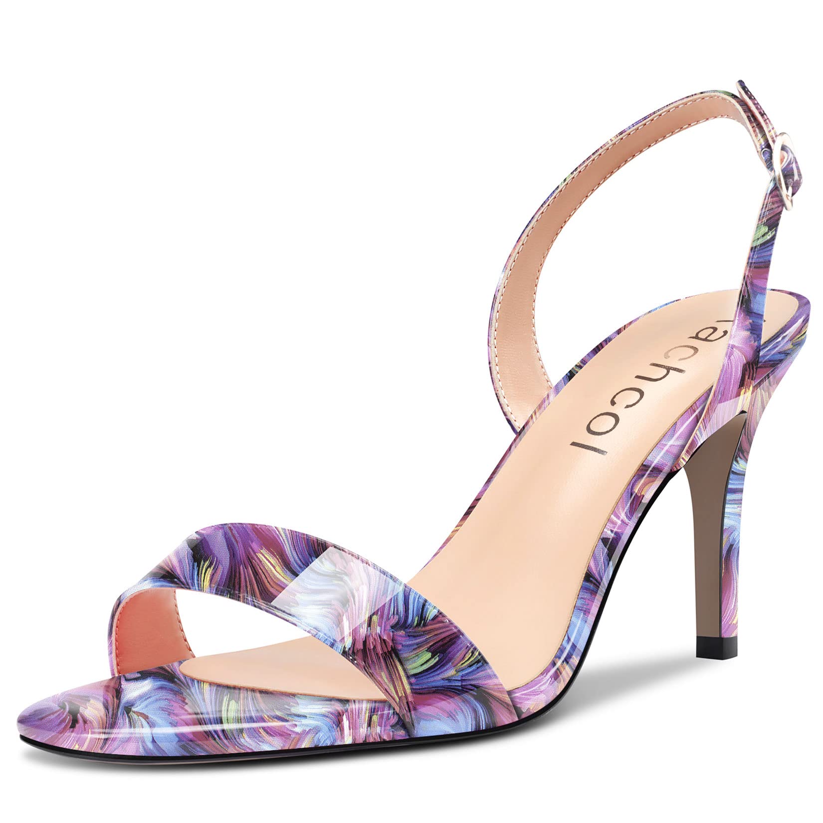 Aachcol Women's Needle Mid High Heel Sandals Back Strap Ankle Strap Slingback Ro