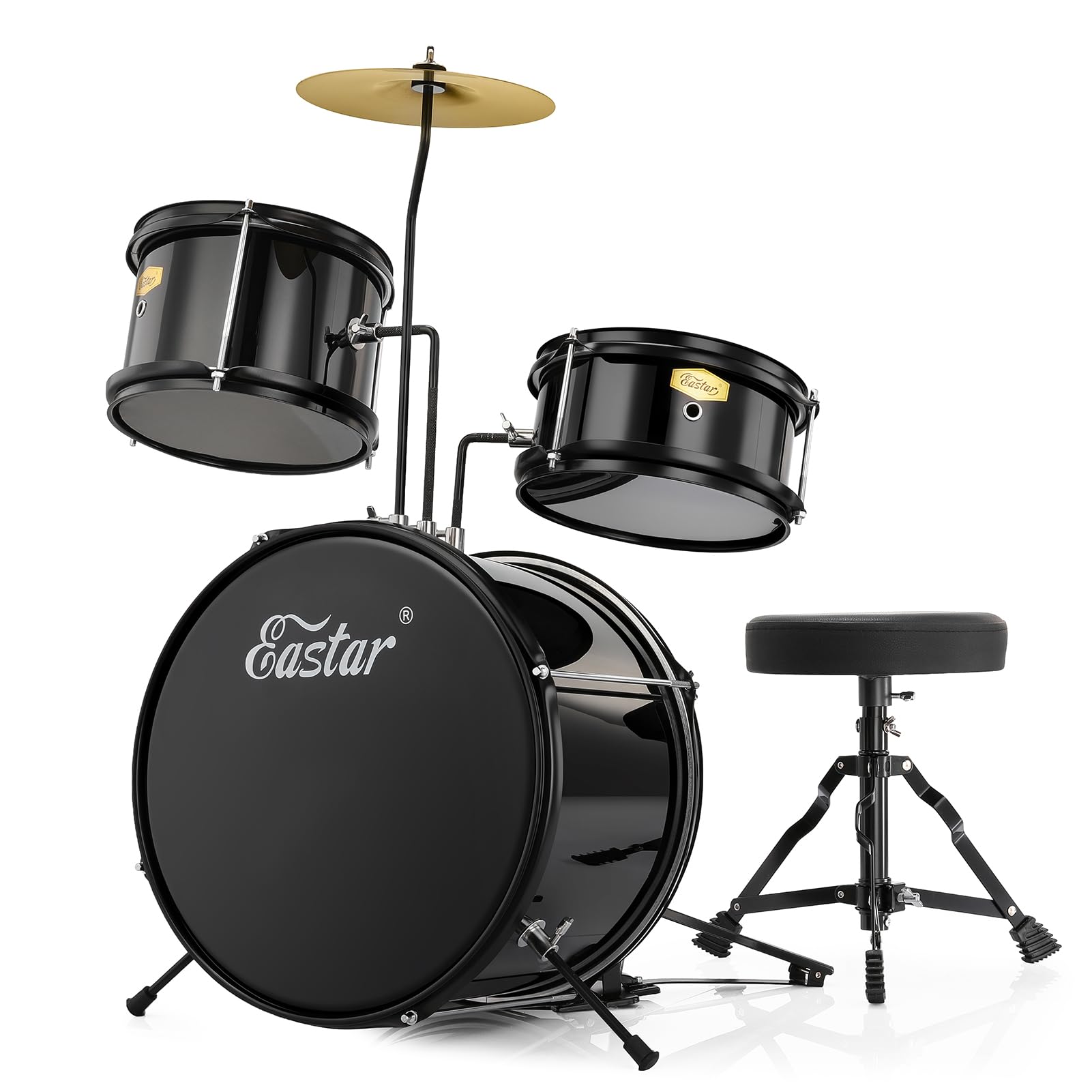 Eastar Drum Set 14'' for Kids Beginners,3 Piece with Bass Tom Snare Drum,Adjusta