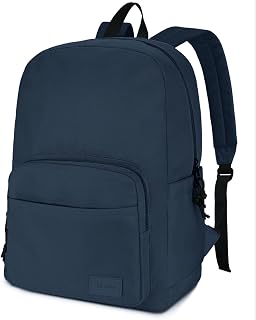 VASCHY School Backpack, Lightweight Bookbag Schoolbag for Boys Girls Casual Basic Simple Rucksack Daypack for Men Women Navy