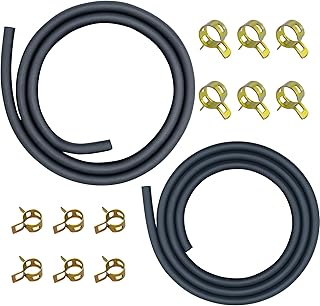 Strongthium 3/16 & 1/4 Rubber Gas Fuel Line Hose Set 2 Size | Gas Tube with Clamps for Lawn Mowers ATV Go-carts Mini Bikes 196cc 212cc 6.5hp 5.5hp 8hp 9hp 11hp 13hp Engines Generators
