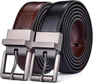 Mens Belt, 1.1 Inch Reversible Belt for Men Gift Casual Golf Trousers Shirts One Back for 2 Sides