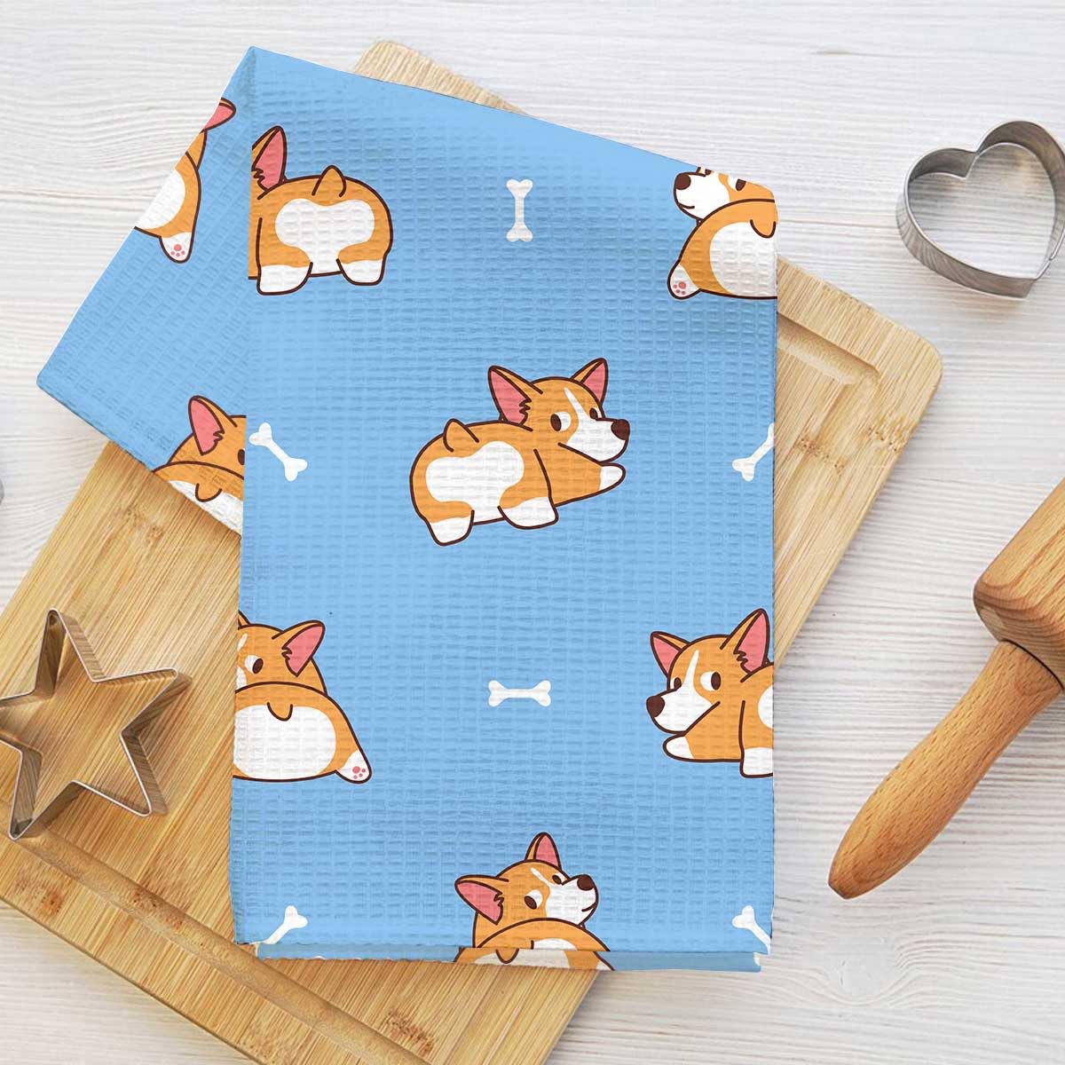 Adorable Welsh Corgi Kitchen Towels, Decorative Absorbent Microfiber Tea Towels,