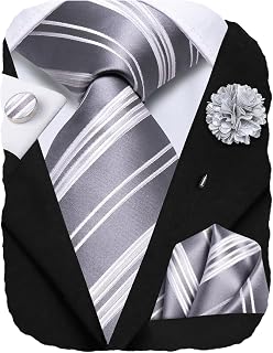 Hi-Tie Silk Cufflinks Set for Men 3/5 Pieces