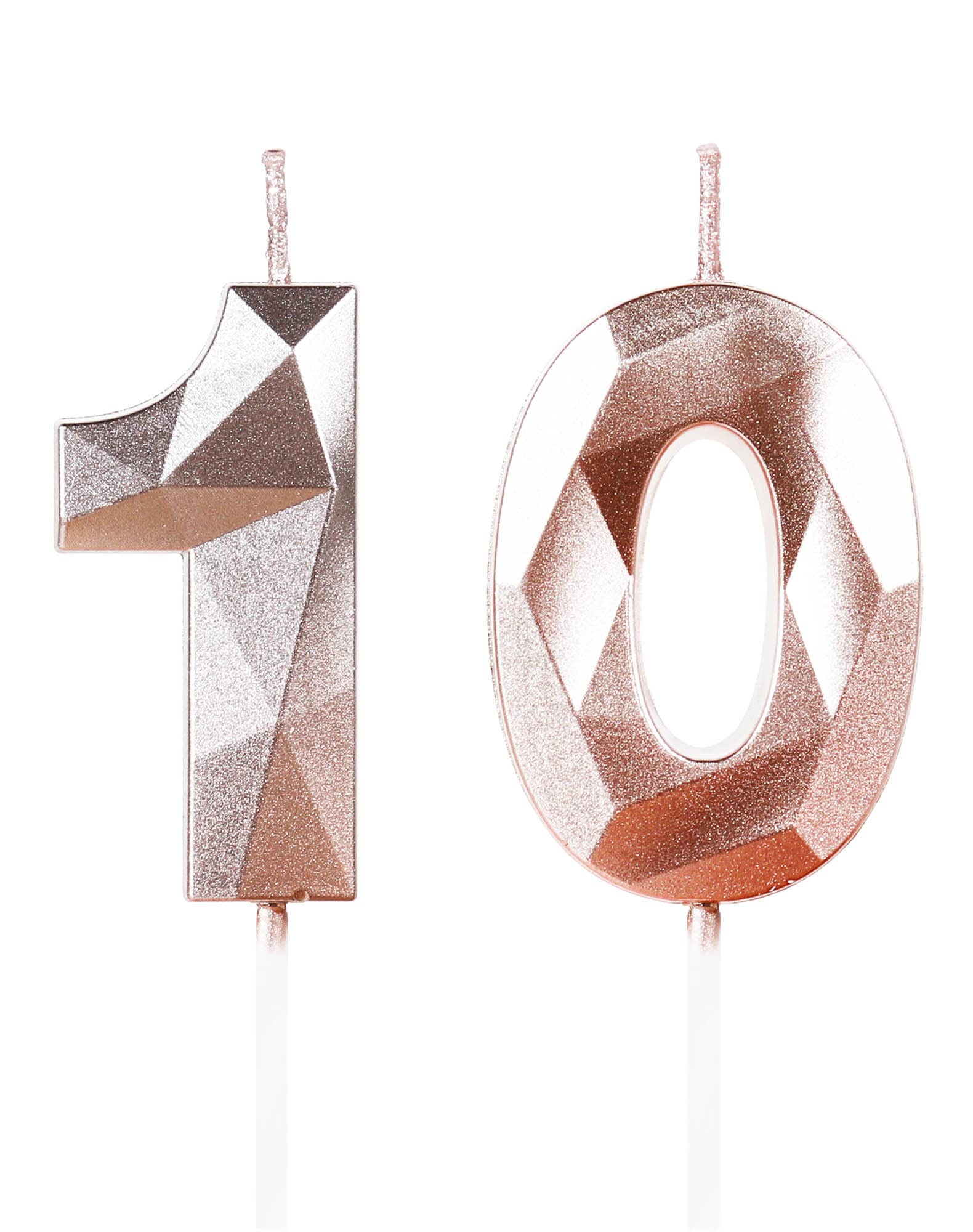 10th Birthday Candles,Number 10 Candles,Rose Gold Happy Birthday Candle for Cake