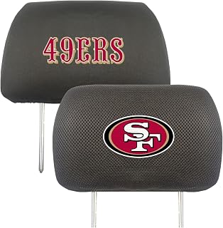 FANMATS NFL San Francisco 49ers 2-Pack Headrest Cover Set | Mesh & Soft Polyester, 10"L x 13"W, Black, Embroidered Logo, Officially Licensed, Great Gift