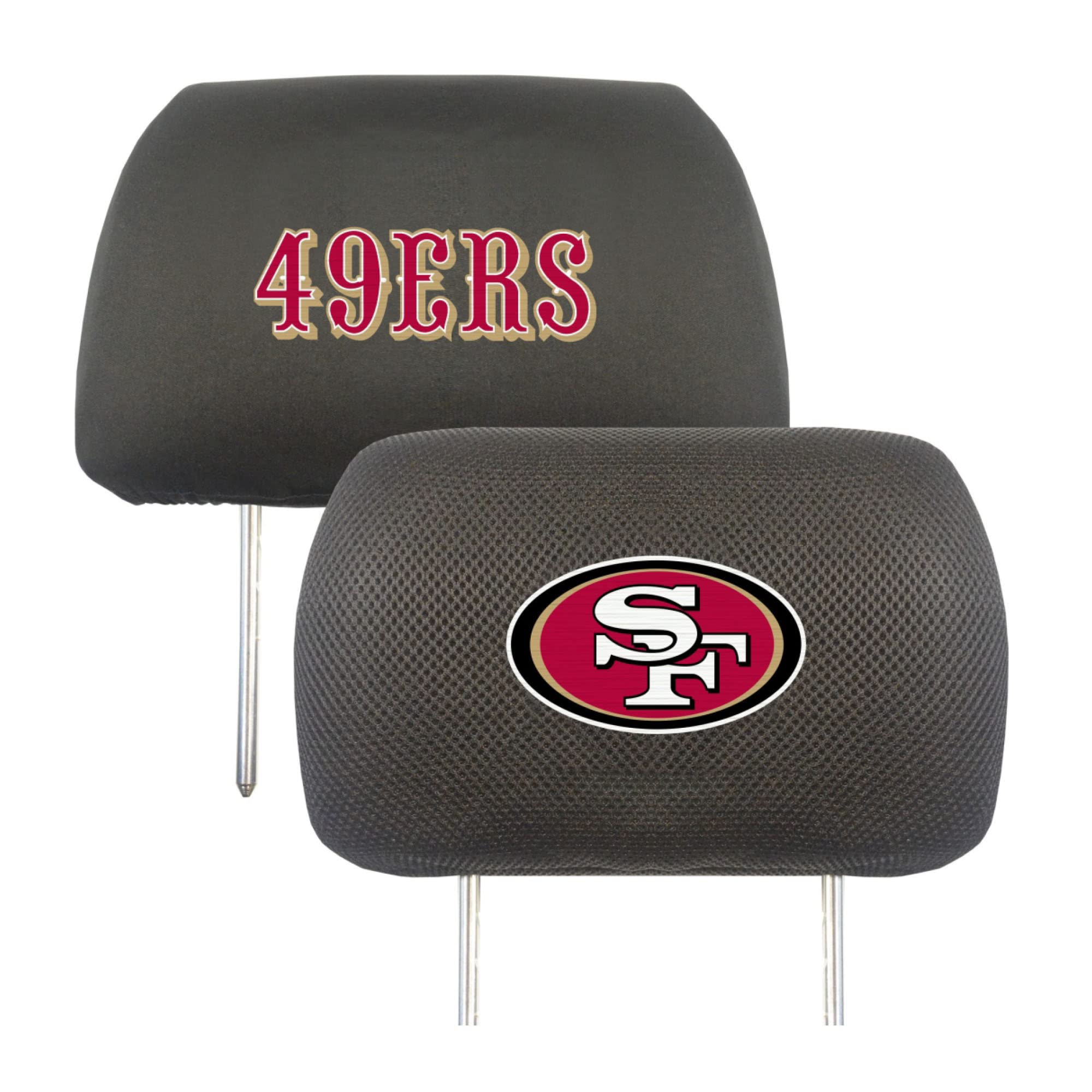 FANMATS NFL San Francisco 49ers 2-Pack Headrest Cover Set | Mesh & Soft Polyeste