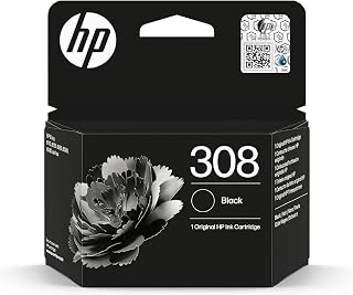 HP 308 Black, Original Ink Cartridge | Compatible with Envy 6110e, 6120e, 6122e, 6130e, 6132e, 6520e, 6530e, 6532e, 160 pages (7FP21UE)