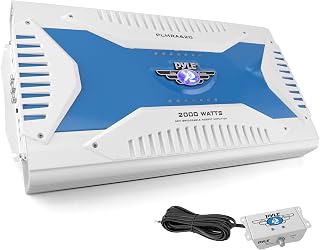 Pyle 6 Channel Marine Amplifier Receiver - Waterproof Wireless Bridgeable Audio Amp for Stereo Speaker with 2000 Watt Power Dual MOSFET Supply, GAIN Level, RCA Inputs and LED Indicator - PLMRA620