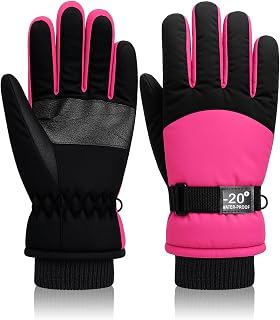 Geyoga Kids Waterproof Winter Ski Gloves Boys Girls Warm Thick Snowboard Gloves