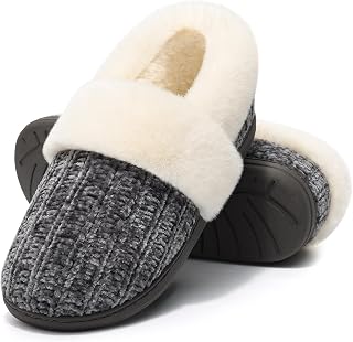 Evshine Ladies Memory Foam Closed Back Bedroom Slippers Warm Home Shoes Indoor Outdoor
