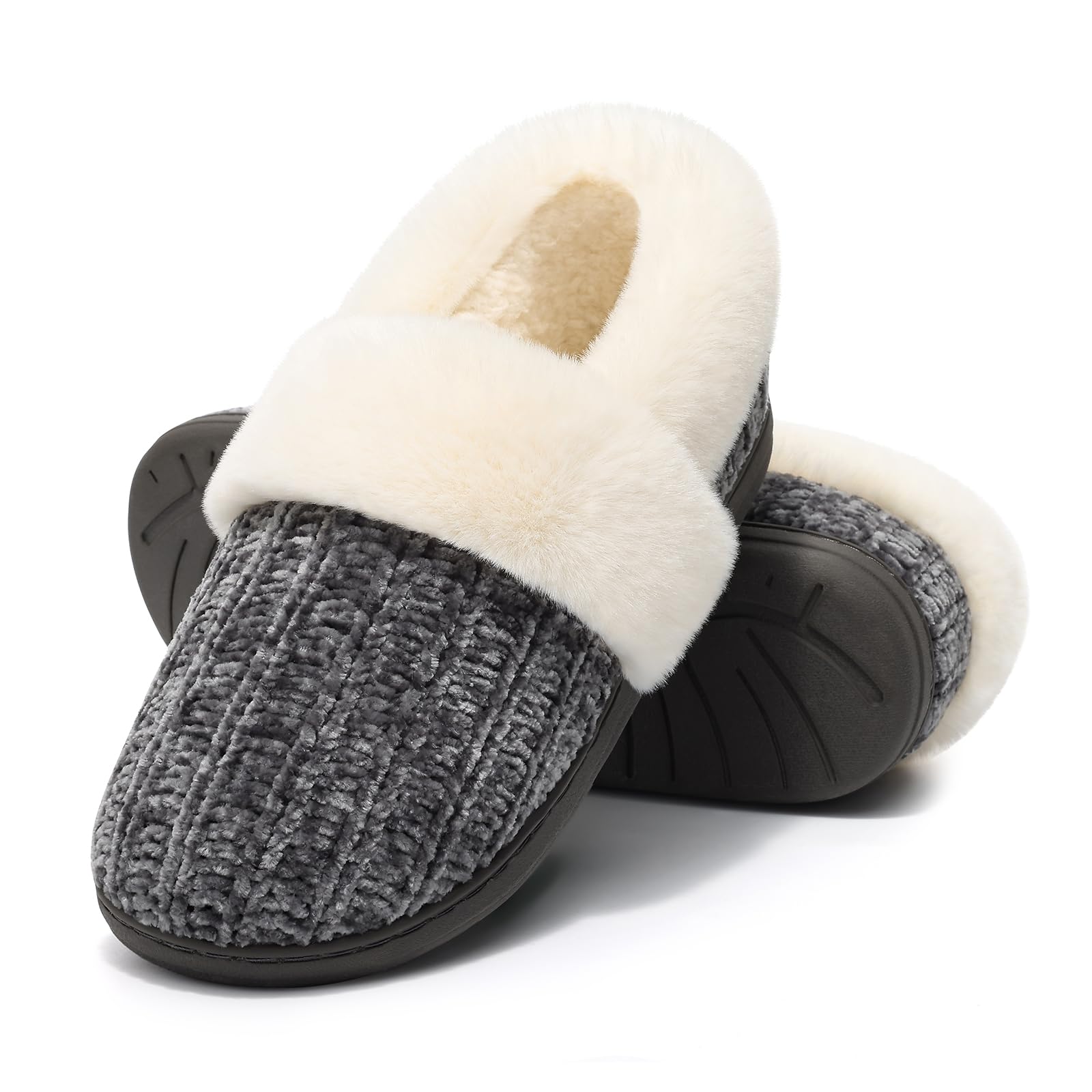 Evshine Ladies Memory Foam Closed Back Bedroom Slippers Warm Home Shoes Indoor O