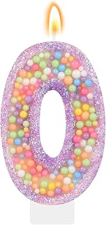 Pastel Macaron Birthday Candle Sweet Purple Number 0 Candle