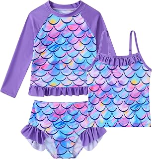 BFUSTYLE Girls Swimsuit 3 Pieces Rash Guard Kids Bathing Suit 3-8 Years