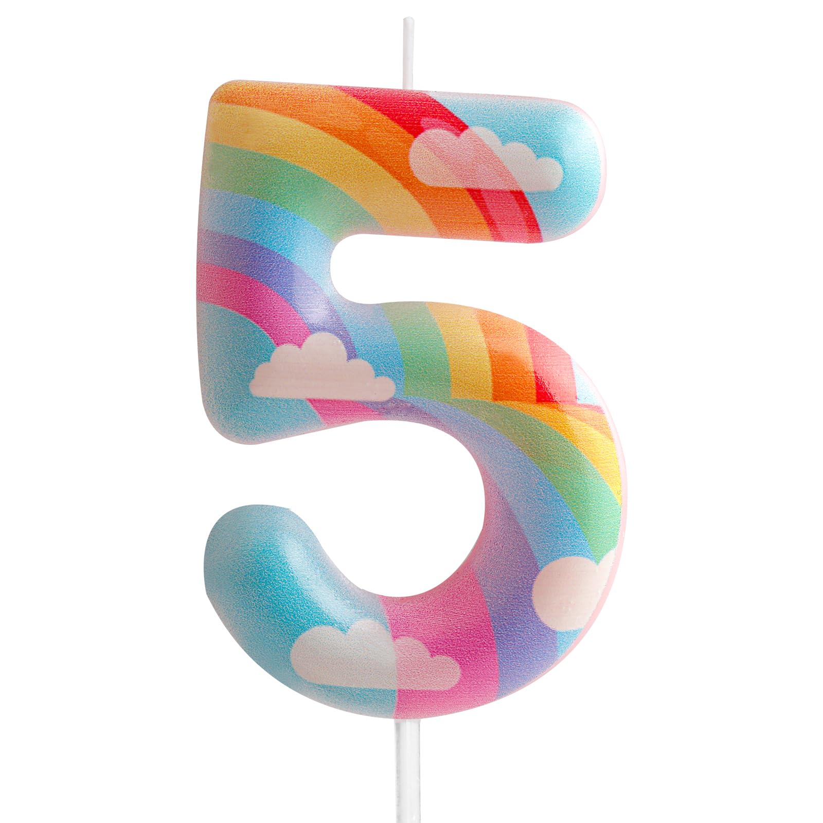 5th Birthday Candles Number 5 Pink Rainbow Birthday Party Cloud Rainbow Theme Lo
