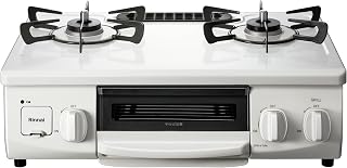Rinnai HOWARO (Howaro) [Official Store Limited] 22.0 inches (56 cm) White Gas Stove Waterless Single-Sided Grill ET34NJH4-W (White, Propane Gas (LP Gas))
