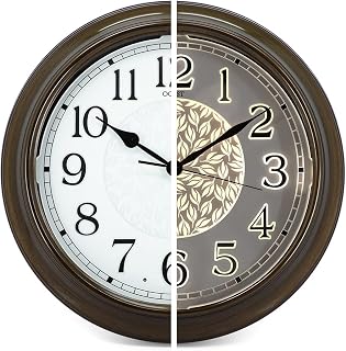 OCEST 15 Inch Indoor Outdoor Clock Waterproof, Silent Metal Large Outdoor Clock Glow in The Dark, Battery Operated Decor for Garden Pool Patio Porch