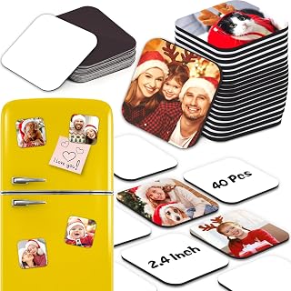 Sublimation Magnet Blanks, Personalized Sublimation Blanks Bulk with 20 PCS Square Blanks, 20 PCS Fridge Magnets for Custom Refrigerator Oven Décor Office Calendar DIY Crafts (6 x 6 x 0.3 cm)