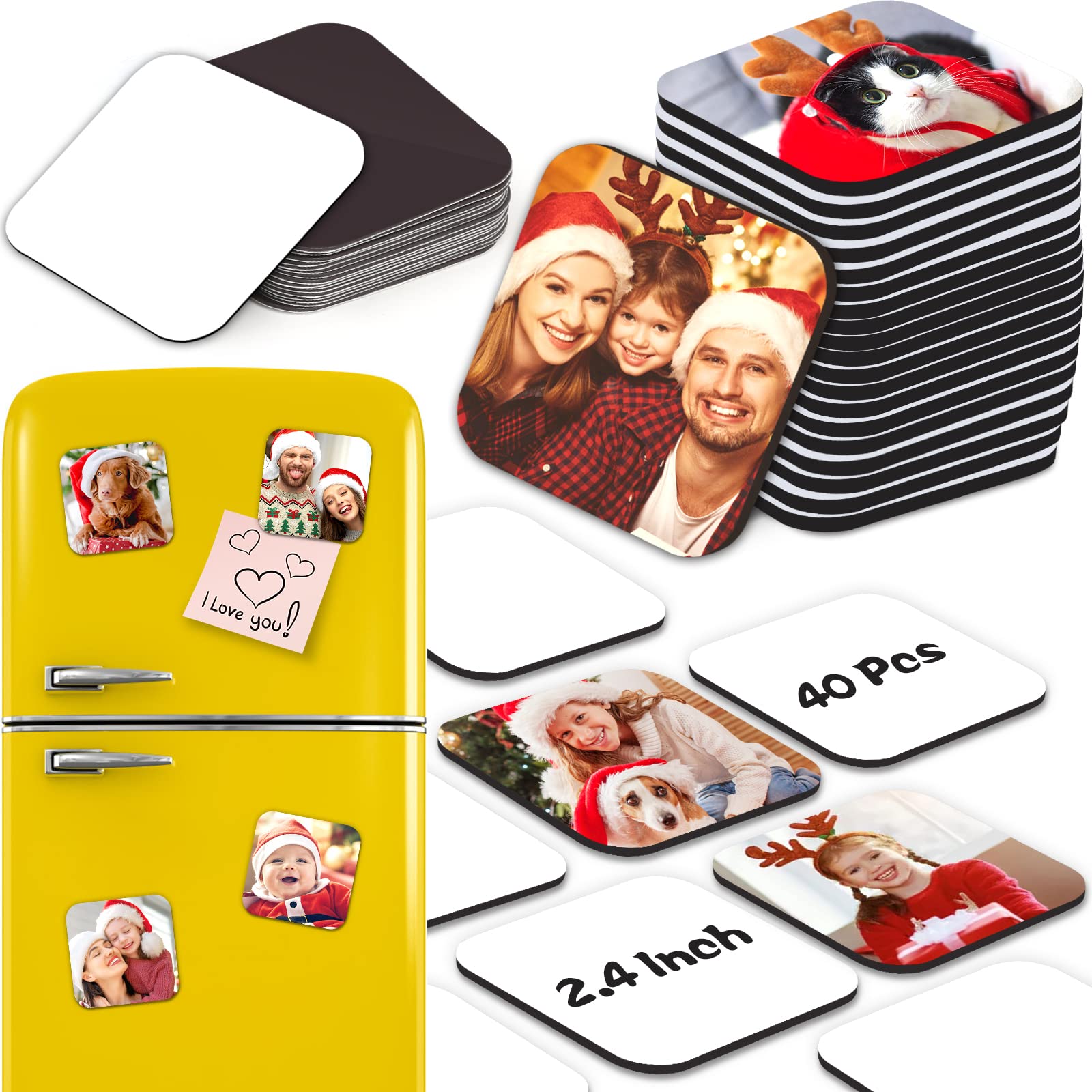 Sublimation Magnet Blanks, Personalized Sublimation Blanks Bulk with 20 PCS Squa