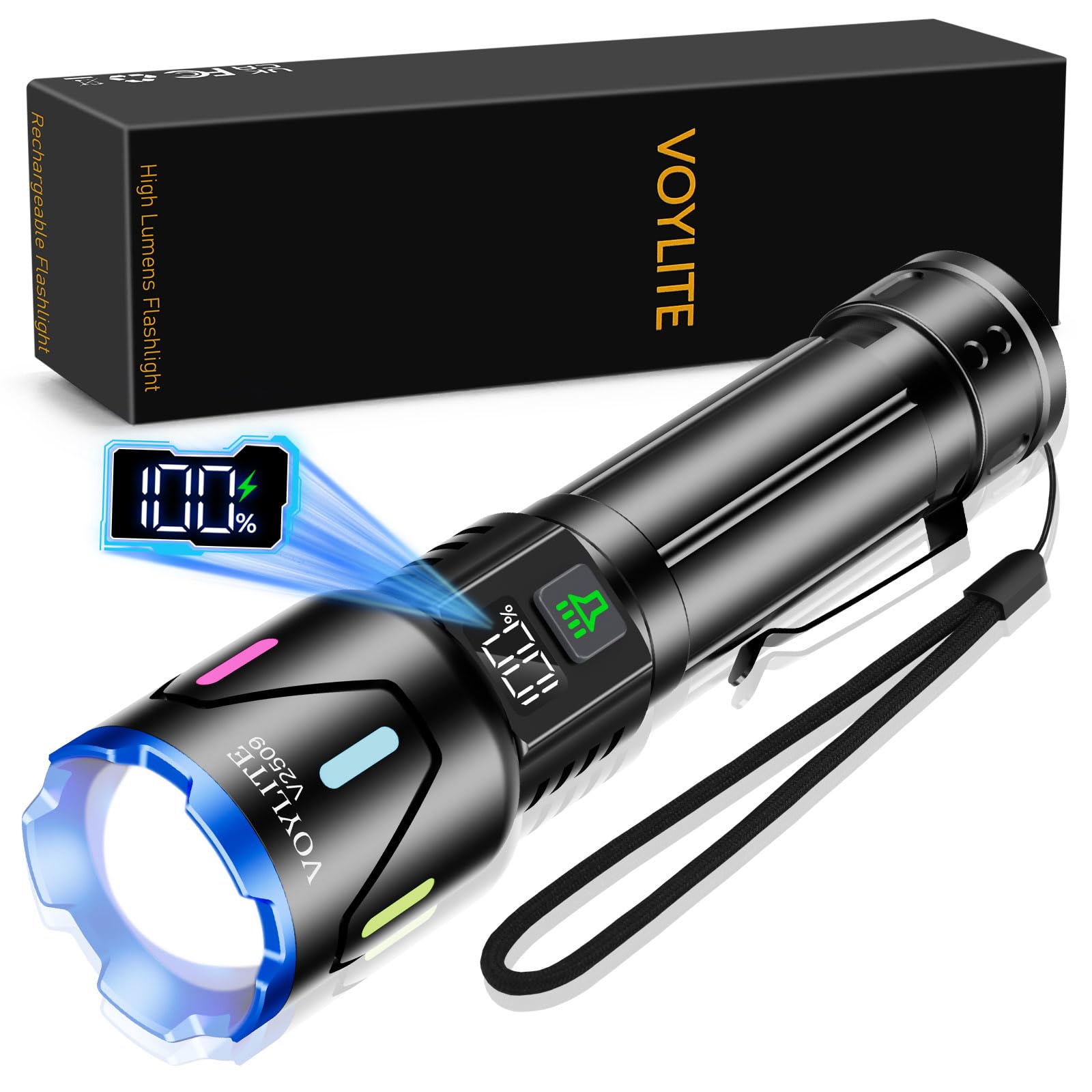 Voylite Torches LED Super Bright 1000000 Lumen Rechargeable | 5000mAh Battery wi