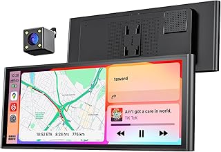 9.26" Wireless Portable Carplay Screen for Apple Car Play Android Auto OTA | 1600x600 IPS Touchscreen with OTA Updates, Backup Camera, Mirror Link, Bluetooth 5.0, Voice Control, GPS Navigation, FM