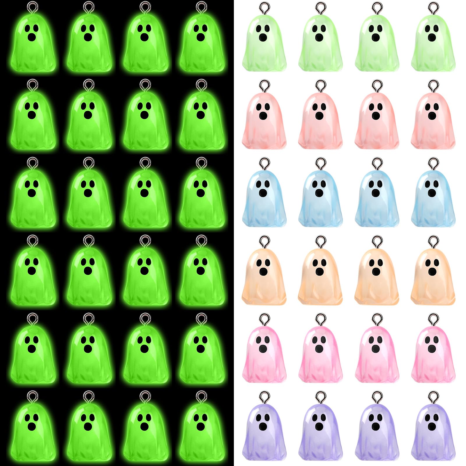 Augshy 64Pcs Halloween Luminous Mini Resin Ghost Charms Jewelry Making | Premium