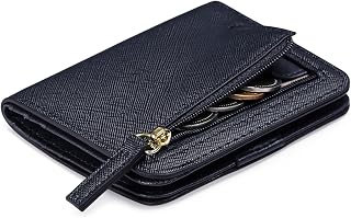 GAEKEAO Women's Leather Wallet, Small Wallets with Zippers RFID Blocking Coin Purse, 7 Card Slots with 1 ID Window and 1 Zipper Pocket